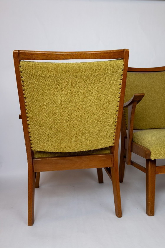 Image 1 of Ensemble de 2 fauteuils des années 1950 avec revêtement vert
