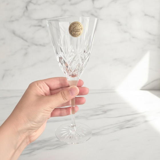 Image 1 of Elegante set di 4 calici da vino in cristallo Cristal d'Arques William con un motivo scintillante a taglio di diamante.
