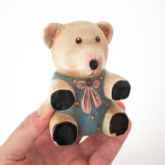 Image 1 of Orsetto di peluche in legno, decorazione vintage per la cameretta.
