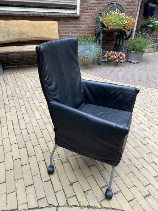 Montis Chaplin Design Stuhl, schwarzes Leder – fauteuils, Leather
