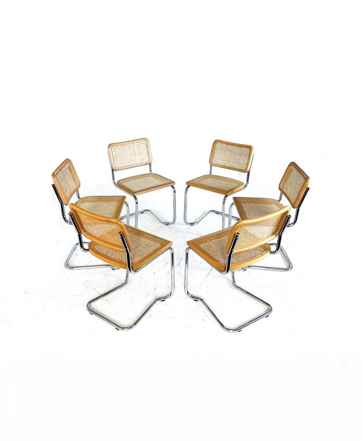 6x vintage Cesca webbing tube frame chair '70s