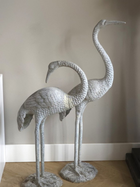 Pair of Monumental Antique Zinc Garden Birds (96 cm) – Art Deco – Sculpture, Metal (photo 9 of 10)