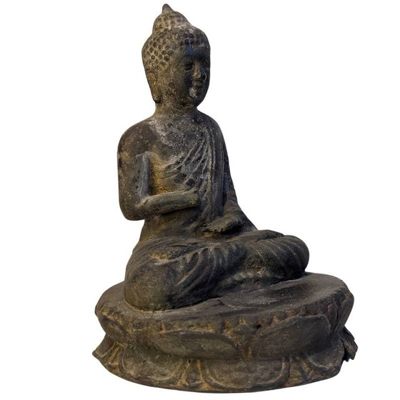LOTE 122 – Buda tibetano de bronce, figura ritual fragmentaria con signos de uso – Esculturas, Bronze (photo 2 of 10)