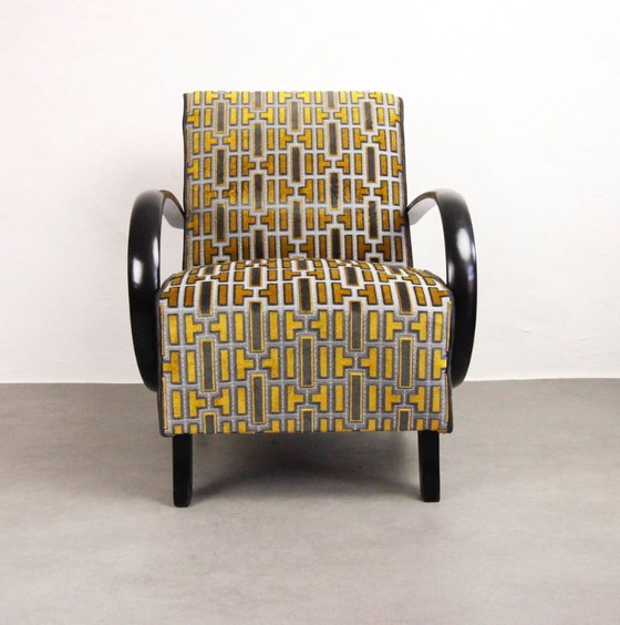 Image 1 of 2x Fauteuils "Gold Tetris" van Jindrich Halabala