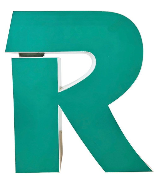 Lettre R lumineuse verte vintage, années 1970 – decoratieve objecten, Plastic
