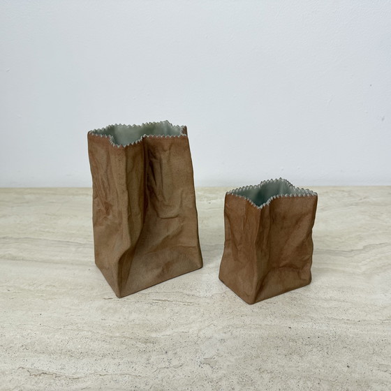 Image 1 of Set of 2 Rosenthal Paper Bag Vases by Tapio Wirkkala, 1970s