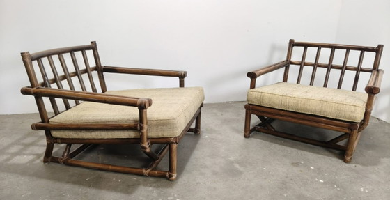 Image 1 of Vintage rattan lounge chairs by McGuire