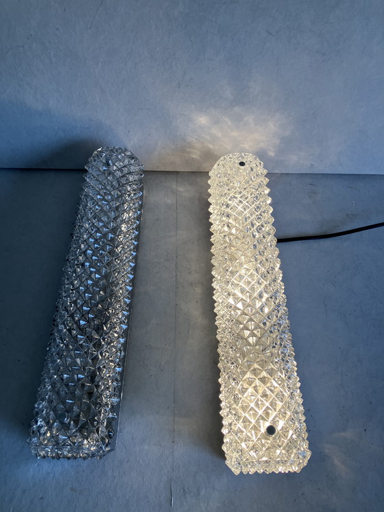 Image 1 of Wunderschöne Wandlampen aus prismatischem Kristall von Glashütte Limburg