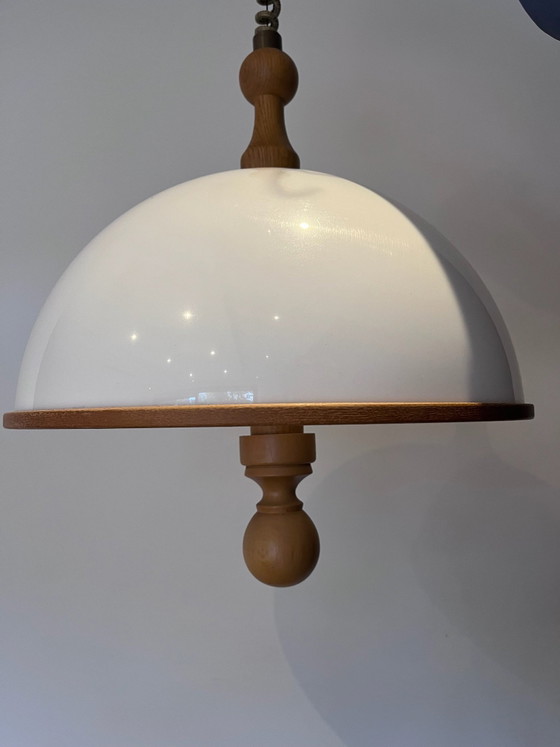 Large vintage Steinhauer pendant lamp acrylic glass and wood, Ceiling lights, Plastic, Brown (photo 2 of 7)