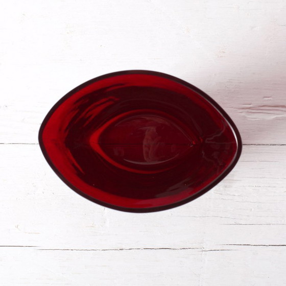 Image 1 of Ruby Red Mid-Century Vase: Vintage Reijmyre Glasbruk, Sweden