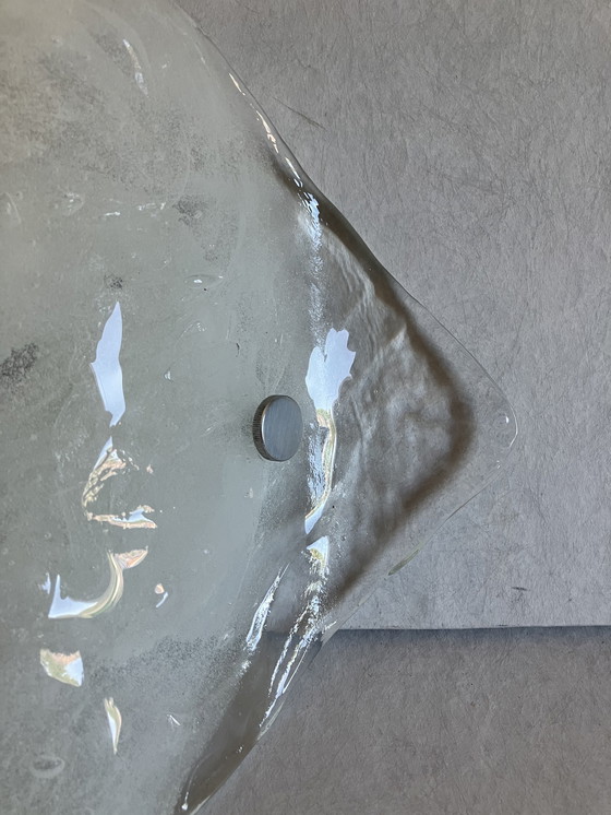 Image 1 of Carlo Nason per Kalmar Franken Lampada da parete vintage in vetro ghiacciato