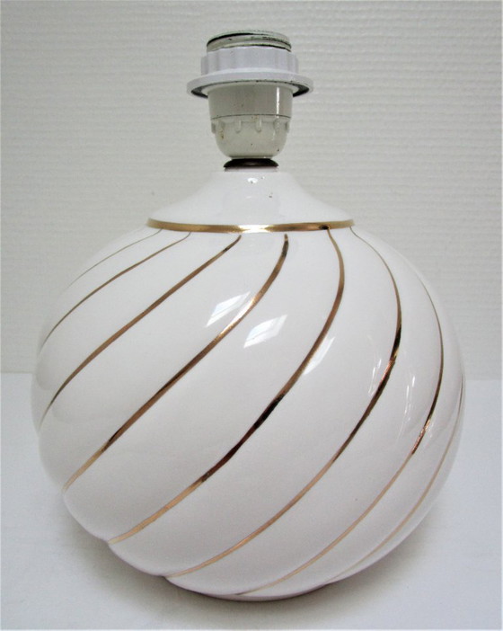 Image 1 of white and gold ceramic lamp by DLG Tommaso Barbie