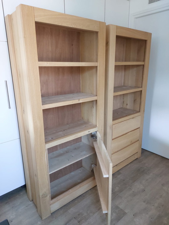 Image 1 of Set of 2 light oak cabinets