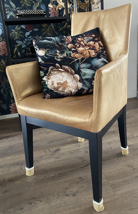 Image 1 of Vintage Okergele Goudkleurige Stoel