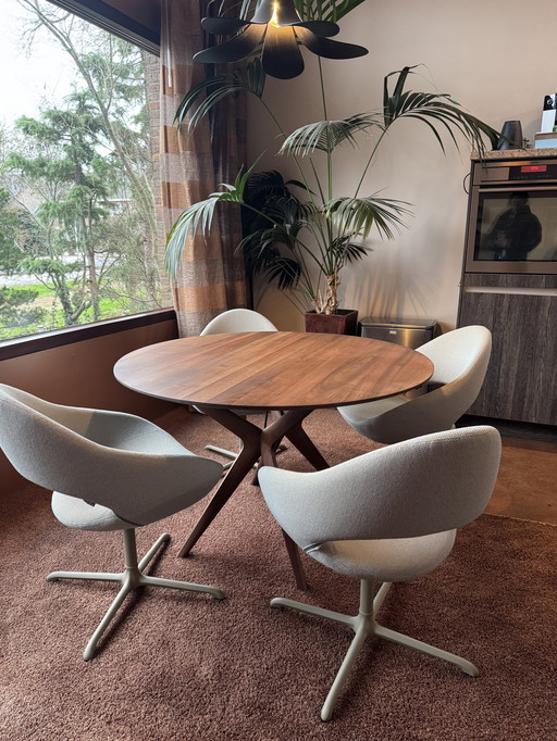 4x Artifort dining chair Shark, swivel Olive/grey.