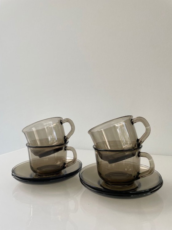 Image 1 of 4 tazze e piattini vintage Arcoroc | Francia anni '70 | 150 ml