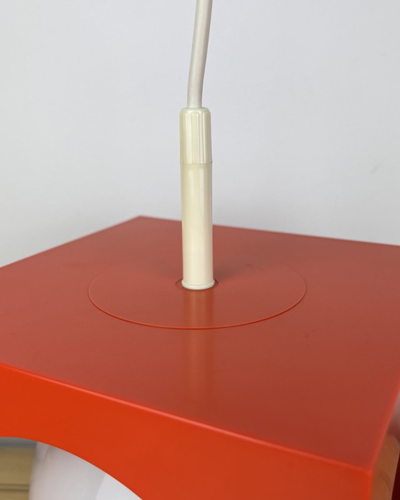 Image 1 of Space Age Ceiling Lamp, Richard Essig, Orange Minimalistic Cube Design, 1970s, Retro-Futuristic Lamp, Germany, Sputnik Design