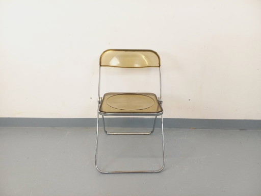 Chaise pliante vintage Plia de Giancarlo Piretti pour Castelli des années 60 70 en chrome et plexiglas fumé