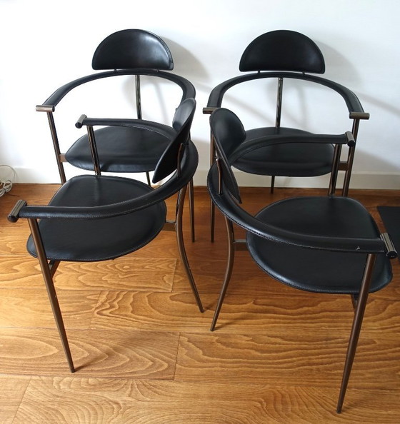 Image 1 of Ensemble de quatre (4) chaises de salle à manger « Stiletto » Arrben Italie années 1980