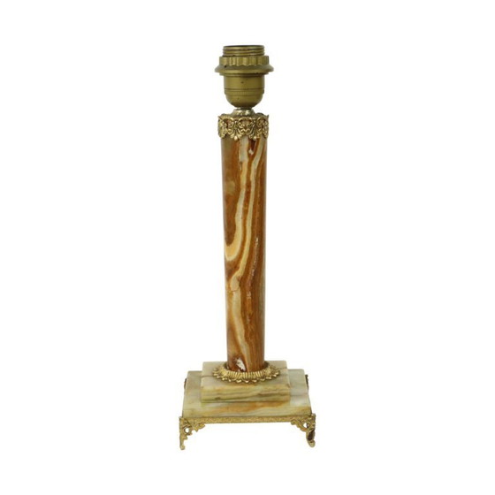 Image 1 of Classic Onyx and Brass Table Lamp