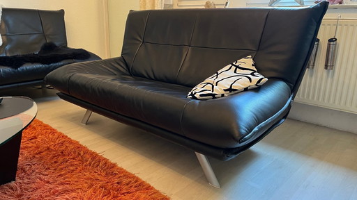 Rolf Benz Design Sofa bmp Leder schwarz 2-sitzer
