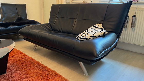 Image 1 of Rolf Benz design sofa bmp leather black 2-seater