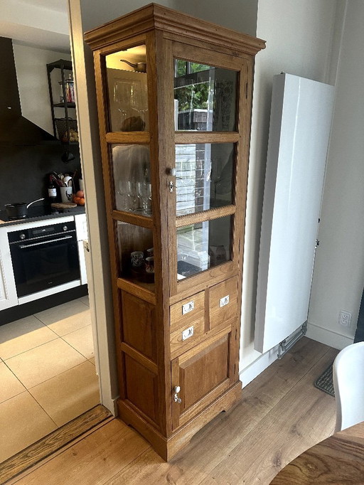 Display cabinet made of teak wood