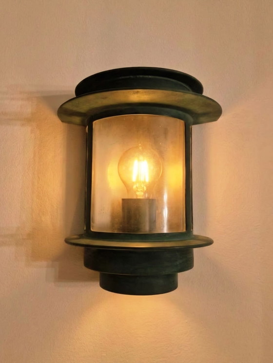 Old outdoor lamp - 1930s style - Art Deco - Germany – Wall lights, Glass, Metal (photo 9 of 11)
