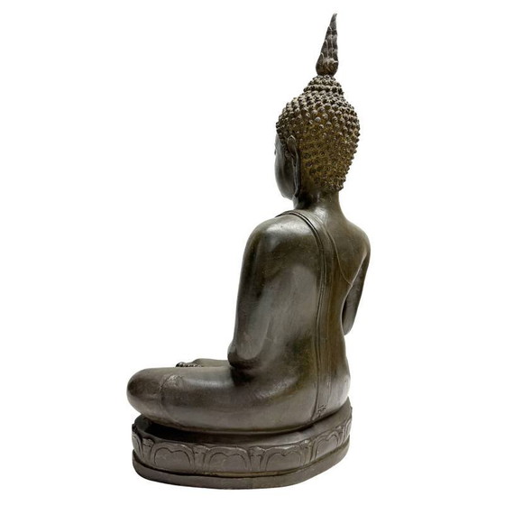 Antiguo Buda Sukhothai de Bronce Tailandés del Siglo XIX – Fundición Pesada Premium (47.5 cm / 12.6 kg) (photo 6 of 11)