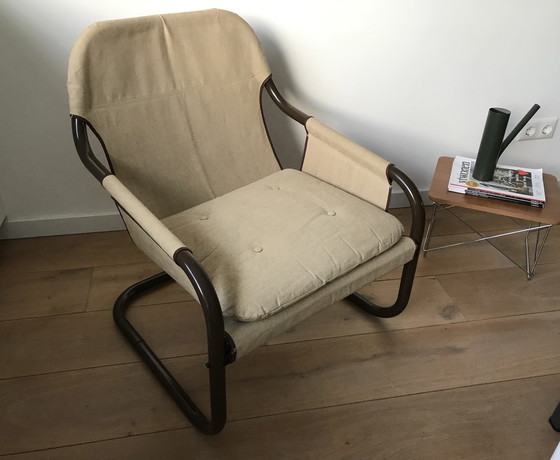 Image 1 of Mid - Century Bauhaus tubular canvas armchair by Tomas Jelinek by IKEA 1980s