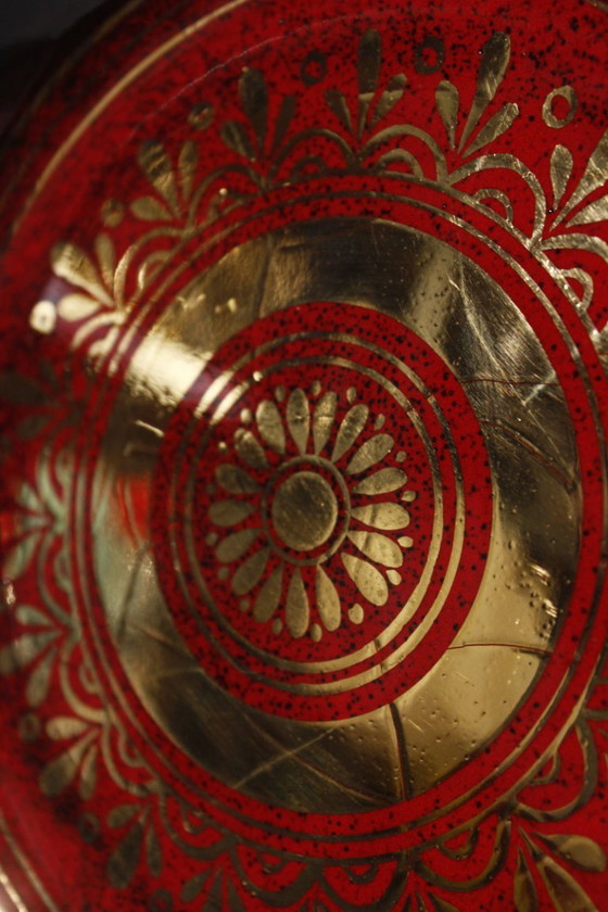 Image 1 of Grande piatto decorativo in ceramica con finiture dorate di Libero Cellarosi, Italia, anni '70