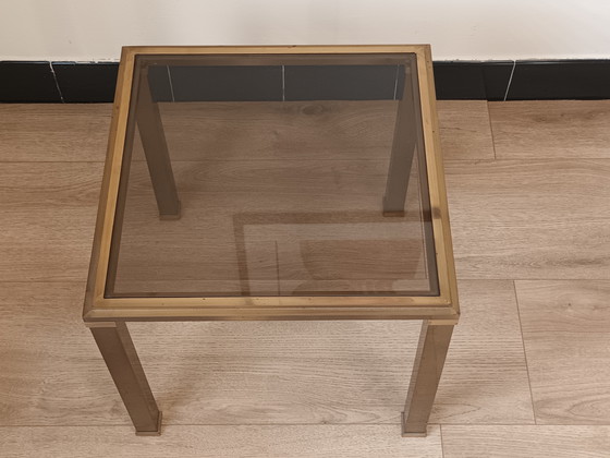 Image 1 of Table d'appoint en bronze avec verre fumé