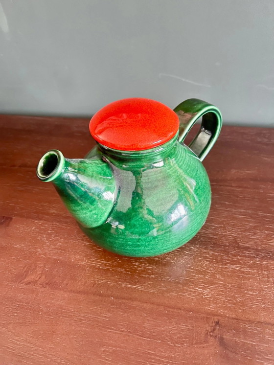 Teiera Retro Bay Anni '70, Verde con Coperchio Arancione, Ottime Condizioni Vintage – Stoviglie, Ceramic (photo 6 of 7)