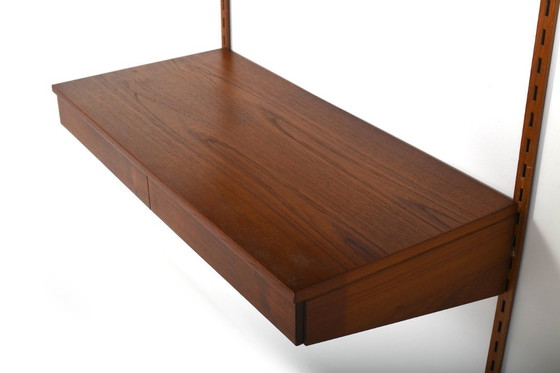 Image 1 of Teak Shelf System with Desk Top by Kai Kristiansen 1960s