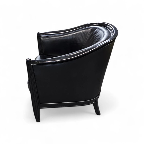 2 x fauteuil en cuir noir années 80 / style Art Déco / bon état – Leather, Art Deco (photo 4 of 19)