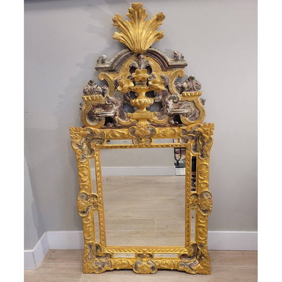 Image 1 of Vintage mirror "Louis XIV mirror" in carved and gilded wood, France