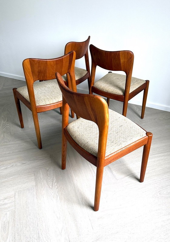 Image 1 of Vintage . 4er-Set Niels Koefoed Stühle . Hornslet . Dänemark. 60er Jahre . Esszimmerstühle Teakholz . original Bezug