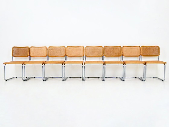 Image 1 of Eetkamerstoelen Stijl B32 van Marcel Breuer, Set van 8