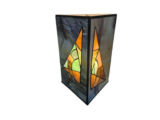 Image 1 of Tiffany table lamp - Sailboat - stained glass - 3rd quarter 20th century