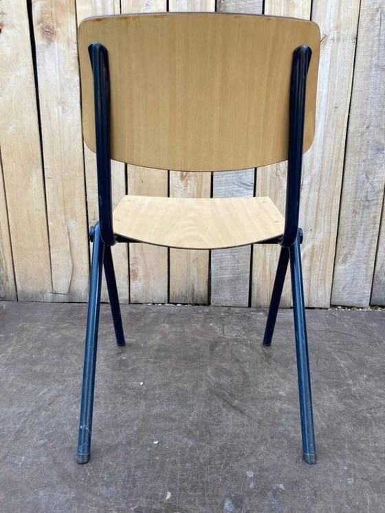Vintage Galvanitas S35 chair, blue compass frame, Dining chairs, Wood, Industrieel (photo 8 of 18)