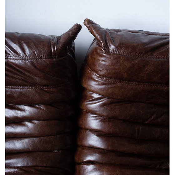 Image 1 of Togo vintage living room set in brown leather by Michel Ducaroy for Ligne Roset, France 1973