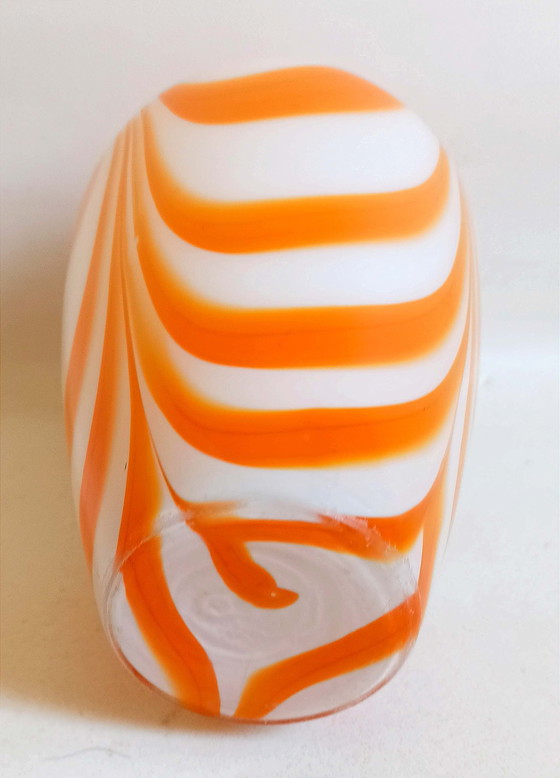 Image 1 of Murano Orange Vase By Carlo Moretti 70's Height 36 cm