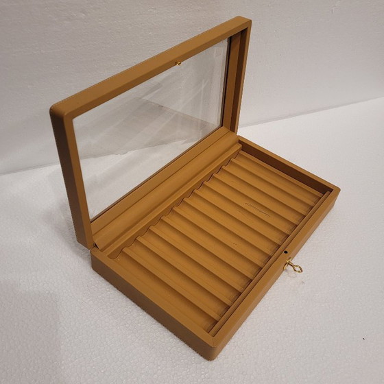 Image 1 of Pennenhouder/organizer, camelkleurig leer, vintage, Loewe, jaren 80 – Spanje