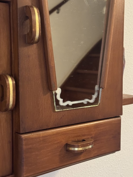 Antique Art Deco Apothecary Cabinet | Stained Glass, Mirror & Brass Fittings | 1920s-1930s – Wall cabinet (photo 12 of 15)