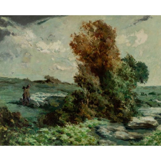 “Paesaggio con pastore” Ricard Arenys Galdón, XX secolo – Catalogna, Spagna