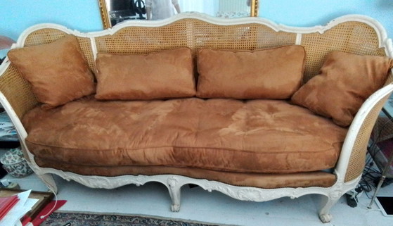 ✨ Impresionante sofá de mimbre estilo Luis XV ✨ – Rattan, Velvet (photo 3 of 6)