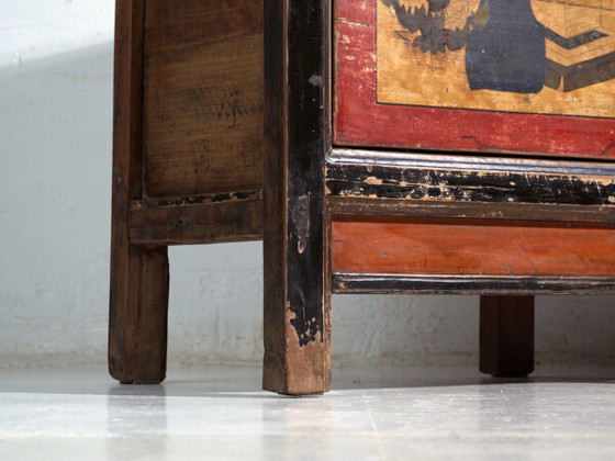 Credenza antica laccata con motivi di loto dipinti – Cina, circa 1920 – Credenze (photo 16 of 40)