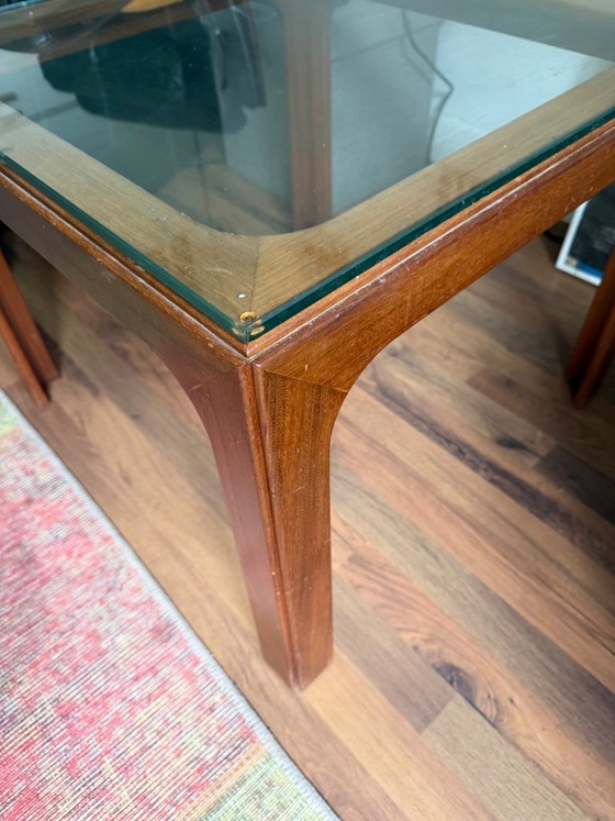 Luxury Vintage Hohnert Design Coffee table & side table 70s (2 cm glass), Wood, Brown (photo 6 of 10)