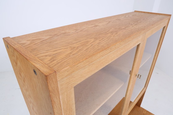 Image 1 of Vintage vitrinekast 60s | Mid Century glazen kast retro plank hout opslag #05-92