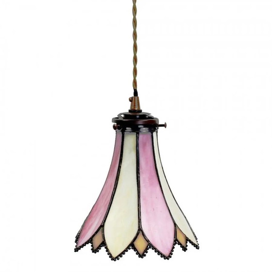 Lampada a sospensione Tiffany Lily rosa, Lampade a sospensione, Cristallo, Vetro, Vintage (foto 4 di 5)